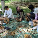 Basket weaving with banana stem fibres
