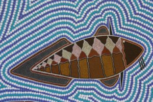 Catfish - detail from Djanbung Dreaming mural by Gilbert Laurie