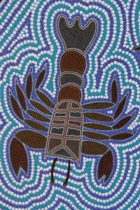 Yabbie - detail from Djanbung Dreaming mural by Gilbert Laurie